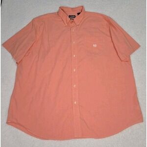Chaps Easy Care Men's Orange White Micro Check Cotton Poly S/S Button Shirt 3XLT